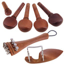 4/4 Violin Jujube Wood Set Tuning Pegs Tuners w/ Screws+Chinrest Replacement
