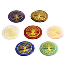 Set of 7 Crystal Engraved Gemstone Palm Stone Reiki Stone for Balance Collectible