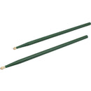 Portable 2 Pieces Maple Wood Drum Sticks Rods for Drummer Replacement Accessory Green
