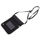 Flexible Strap Neck Pouch Passport Money Card Bag Holder Travel Accessory Black