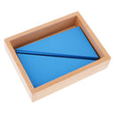 A Box of Wooden Blue Triangle Constructive Toy for Kids Intelligence Developing Toy