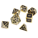 Pack of 7 Zinc Alloy Enamel Multi Sided Dices for DND MTG Role Play Game DIY 0.62inch Golden