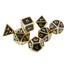Pack of 7 Zinc Alloy Enamel Multi Sided Dices for DND MTG Role Play Game DIY 0.62inch Golden