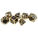 Pack of 7 Zinc Alloy Enamel Multi Sided Dices for DND MTG Role Play Game DIY 0.62inch Golden