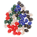 50 Die Polyhedral Set 16mm Multicolored D10 Dice with Dice Carry Bag for Math Teaching