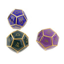 Durable 3 Pieces Zinc Alloy Constellation Sign Multi-sided Dice D12 Set Golden 0.62inch