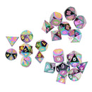 7 Pieces Zinc Alloy D20 D12 D10 D8 D6 D4 Dice with White Number for Dungeons and Dragons MTG RPG 0.62inch