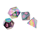 7 Pieces Zinc Alloy D20 D12 D10 D8 D6 D4 Dice with Pink Number for Dungeons and Dragons MTG RPG 0.62inch