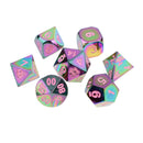 7 Pieces Zinc Alloy D20 D12 D10 D8 D6 D4 Dice with Pink Number for Dungeons and Dragons MTG RPG 0.62inch
