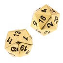 2 Pieces Opaque Zinc Alloy 20-sided Dices for Card Board Game Props Dice Copper 0.62inch