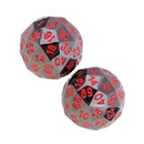 Set of 2 Opaque Zinc Alloy Multi-sided Dices D60 Role Paly Game Toys Red 0.47inch