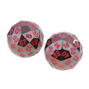 Set of 2 Opaque Zinc Alloy Multi-sided Dices D60 Role Paly Game Toys Red 0.47inch