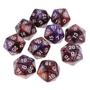 10X D20 Polyhedral Game Dice for RPG Dungeons and Dragons Party Games Purple Coffee Fashion