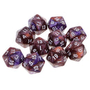 10X D20 Polyhedral Game Dice for RPG Dungeons and Dragons Party Games Purple Coffee Fashion
