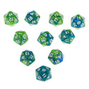 10 pieces D20 Polyhedral Game Dice for RPG Dungeons and Dragons Party Games Green Purple Popular