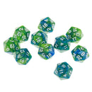 10 pieces D20 Polyhedral Game Dice for RPG Dungeons and Dragons Party Games Green Purple Popular
