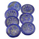 7pcs Natural Blue Lapis Lazuli Set Crystal Polished Engraved Crystal Reiki Symbol Set The Seven Archangels