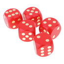 5 Pieces Six Sided Wooden Dice Wood Dices 4cm Set Playing Game Toy Red