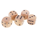 5 Pieces Six Sided Wooden Dice Wood Dices 4cm Set Playing Game Toy Natural