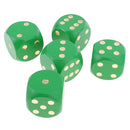 5 Pieces Six Sided Wooden Dice Wood Dices 5cm Set Playing Game Toy Green
