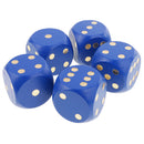 5 Pieces Six Sided Wooden Dice Wood Dices 5cm Set Playing Game Toy Blue