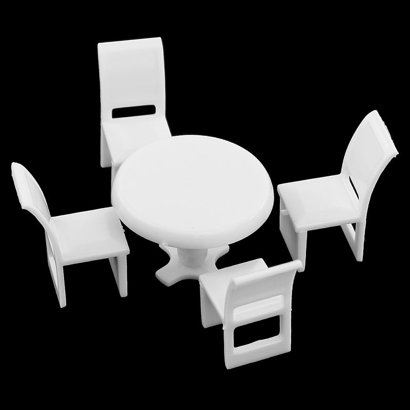 1 Set Miniature Kitchen Round Dining Table Chair Model 1:50 Dollhouse Diorama Layout Toys O