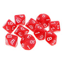 10 pieces 10 Sided Dice D10 Polyhedral Dice Acrylic for Dungeons and Dragons Party Table Games Red
