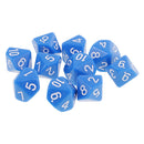 10 pieces 10 Sided Dice D10 Polyhedral Dice Acrylic for Dungeons and Dragons Party Table Games Blue