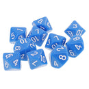 10 pieces 10 Sided Dice D10 Polyhedral Dice Acrylic for Dungeons and Dragons Party Table Games Blue