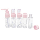 5pcs/set Makeup Spray Bottles Kits Portable Perfume Shampoo Cream Lotion Container Travel Cosmetic Bottle Pink