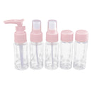 5pcs/set Makeup Spray Bottles Kits Portable Perfume Shampoo Cream Lotion Container Travel Cosmetic Bottle Pink