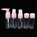 5pcs/set Makeup Spray Bottles Kits Portable Perfume Shampoo Cream Lotion Container Travel Cosmetic Bottle Pink