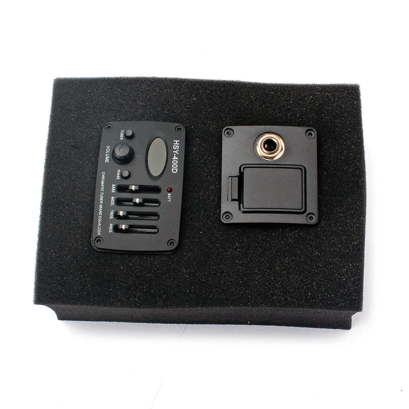 1 Set Plastic 4 Bands EQ Guitar Equalizer Preamp for Acoustic Guitar Parts HSY-400D Black