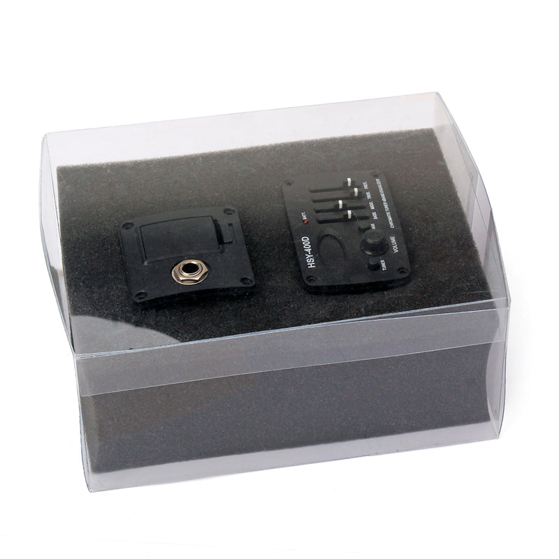 1 Set Plastic 4 Bands EQ Guitar Equalizer Preamp for Acoustic Guitar Parts HSY-400D Black