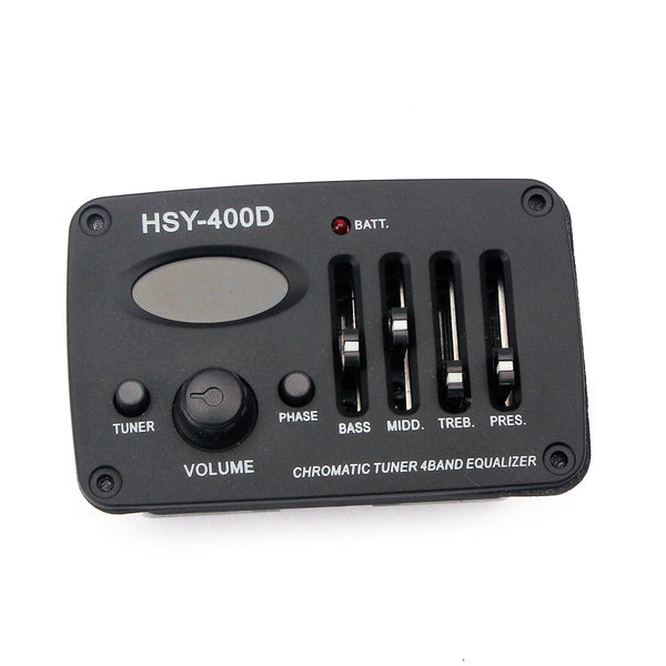 1 Set Plastic 4 Bands EQ Guitar Equalizer Preamp for Acoustic Guitar Parts HSY-400D Black