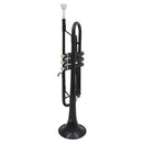 Bb Brass Trumpet Black w/ Mouthpiece Cleaning Cloth Brush Gloves Case Strap