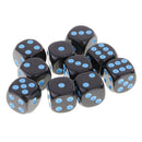10pcs Standard Plastic 16mm Game Dice Die Toy for Dungeons &Dragons RPG Board Games Adult Party Pub Bar Blue Black