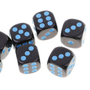 10pcs Standard Plastic 16mm Game Dice Die Toy for Dungeons &Dragons RPG Board Games Adult Party Pub Bar Blue Black