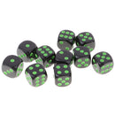 10Pcs D6 Dice Six Sided Spot Dices Set for Dungeons and Dragons RPG MTG Party Board Games Green Black