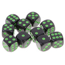 10Pcs D6 Dice Six Sided Spot Dices Set for Dungeons and Dragons RPG MTG Party Board Games Green Black