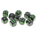 10Pcs D6 Dice Six Sided Spot Dices Set for Dungeons and Dragons RPG MTG Party Board Games Green Black