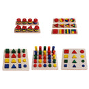 Montessori Material Geometry Blocks Matching Counting for Kids Educational Toys