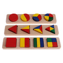 Montessori Material Geometry Blocks Matching Counting for Kids Educational Toys