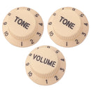 3 Pcs Electric Guitar Control Knobs Volume & Tone for Strat SQ Guitar Accessory Beige