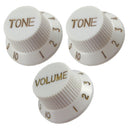 3 Pcs Electric Guitar Control Knobs Volume & Tone for Strat SQ Guitar Accessory White