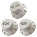 3 Pcs Electric Guitar Control Knobs Volume & Tone for Strat SQ Guitar Accessory White