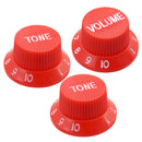 3 Pieces Red Replacement Plastic Volumn+Tone Control Button Knobs for SQ ST Guitar