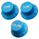 3Pcs Electric Guitar Control Knobs Volume & Tone for Strat SQ Guitar Accessory Blue