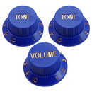 3Pcs Electric Guitar Control Knobs Volume & Tone for Strat SQ Guitar Accessory Dark Blue