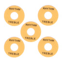 Pack of 5 Beige Guitar Plastic Switch Washer Cover with Black Letters for Les Paul/Epiphone Guitar Accessory